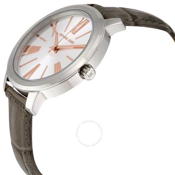 Michael Kors silver rose gold gray leather watch - Picture 5 of 8