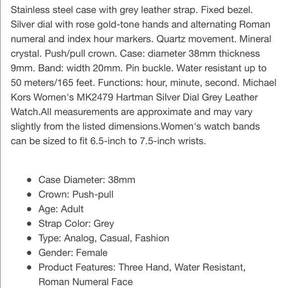 Michael Kors silver rose gold gray leather watch - Picture 7 of 8