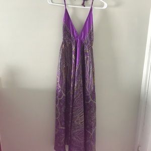 Purple silk halter maxi dress (one size)