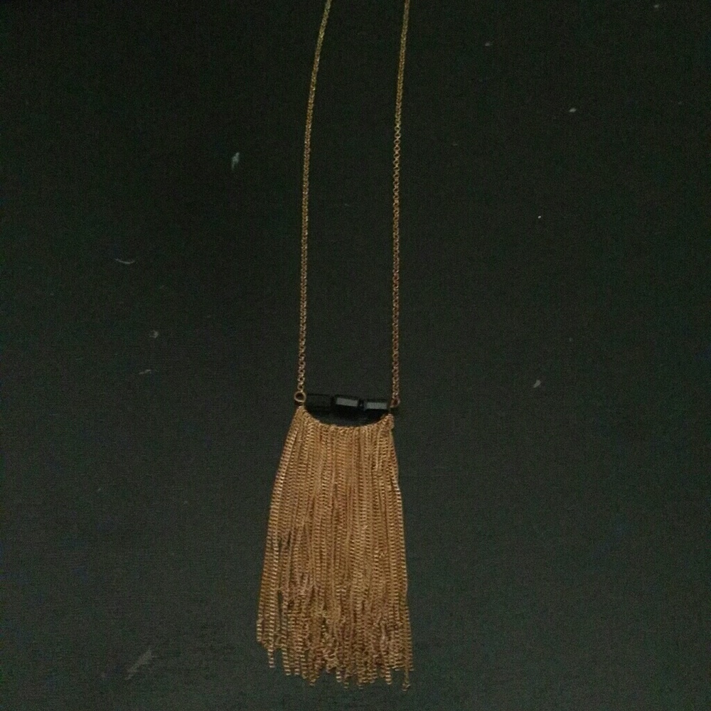 Long gold and black necklace