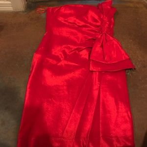 Strapless evening red dress