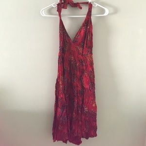 Red size small bohemian halter dress