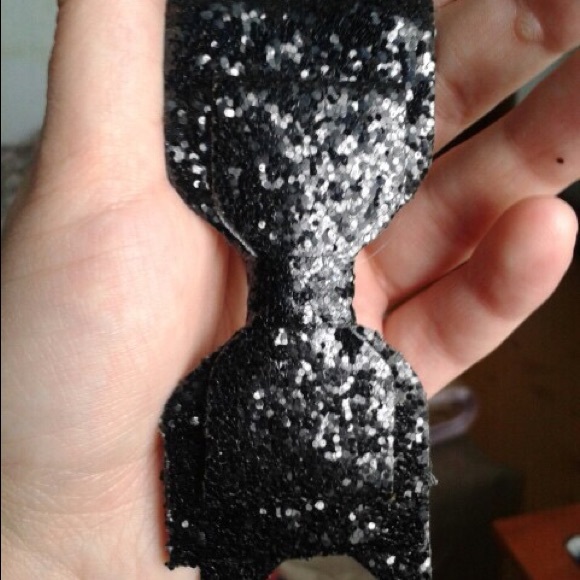FRENCH STYLE BLACK FASHION GLITTER BOW BARRETTE - Picture 6 of 8