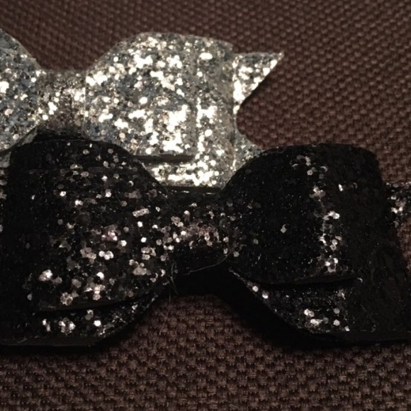 FRENCH STYLE BLACK FASHION GLITTER BOW BARRETTE - Picture 7 of 8