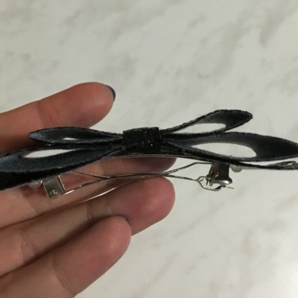 FRENCH STYLE BLACK FASHION GLITTER BOW BARRETTE - Picture 8 of 8