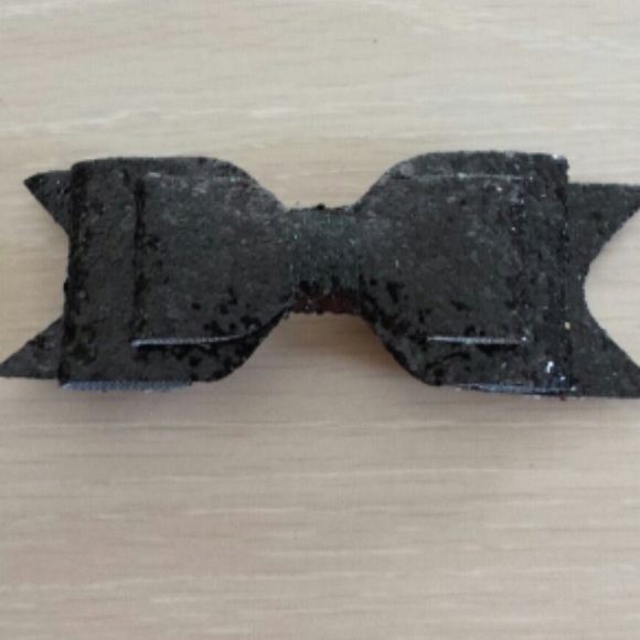 FRENCH STYLE BLACK FASHION GLITTER BOW BARRETTE - Picture 3 of 8