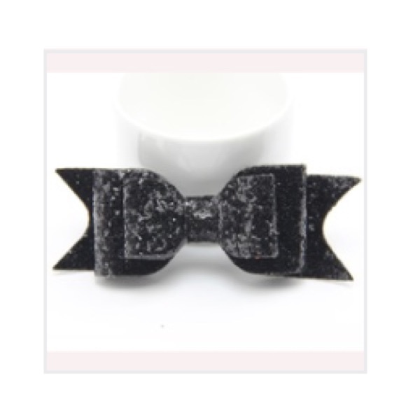 FRENCH STYLE BLACK FASHION GLITTER BOW BARRETTE - Picture 5 of 8