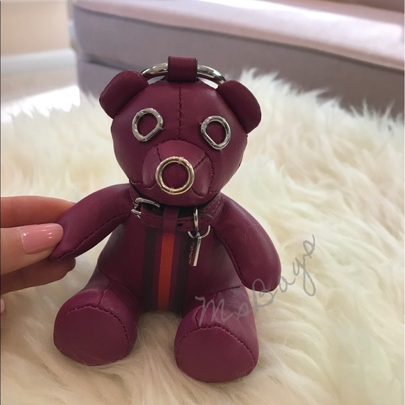 Coach Leather Teddy Bear Keychain Charm Fob - Picture 1 of 3