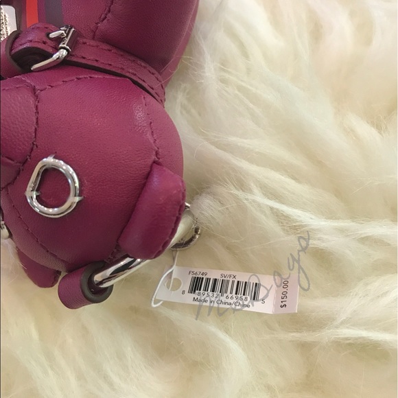 Coach Leather Teddy Bear Keychain Charm Fob - Picture 3 of 3