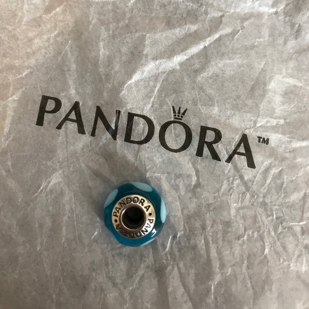 Blue heart murano pandora charm
