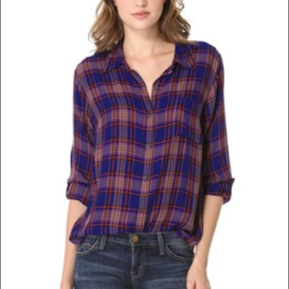 Splendid Charlee Plaid Blouse