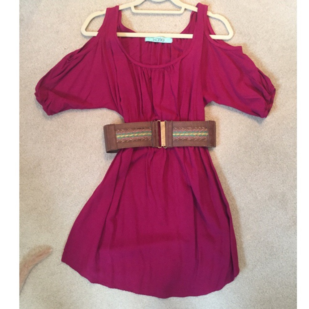 Pink belted dress
