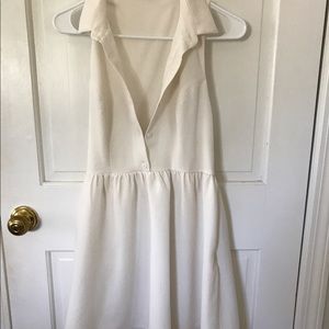 Monteau cream flowy button down collar dress