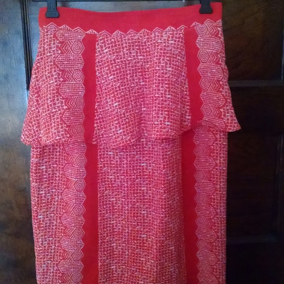Tracy Reese coral and white peplum skirt Size 0 - Picture 2 of 4