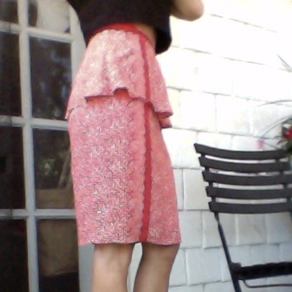 Tracy Reese coral and white peplum skirt Size 0 - Picture 4 of 4