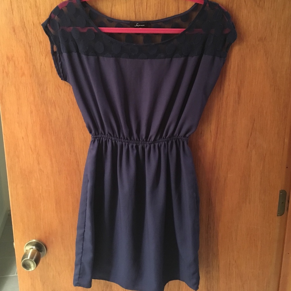 Cute polka dot shoulder dress