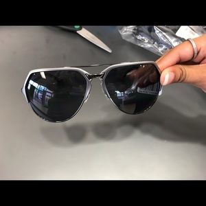 Dolce And Gabbana silver frame black lenses