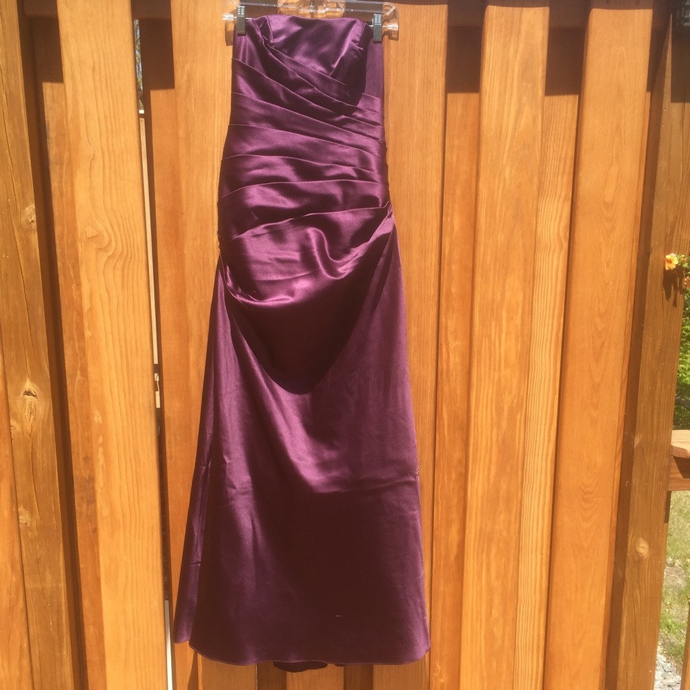 David's Bridal Strapless Ruched Satin Ball Gown