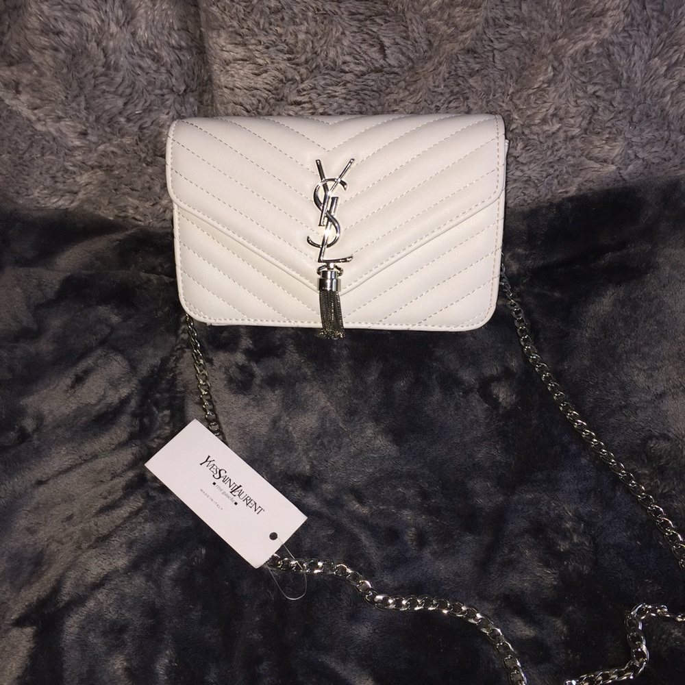 Ysl white shoulder bag