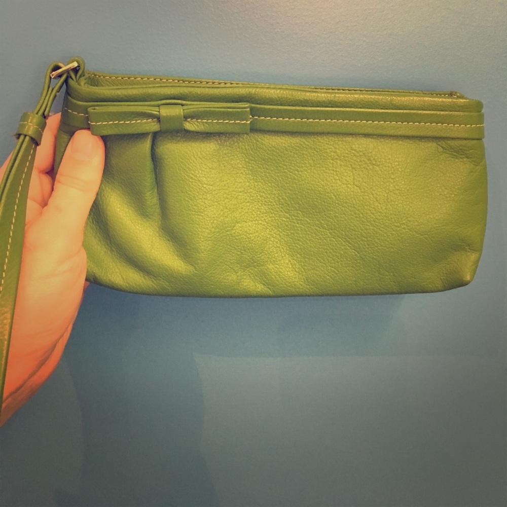 Barneys New York Green Bow Clutch