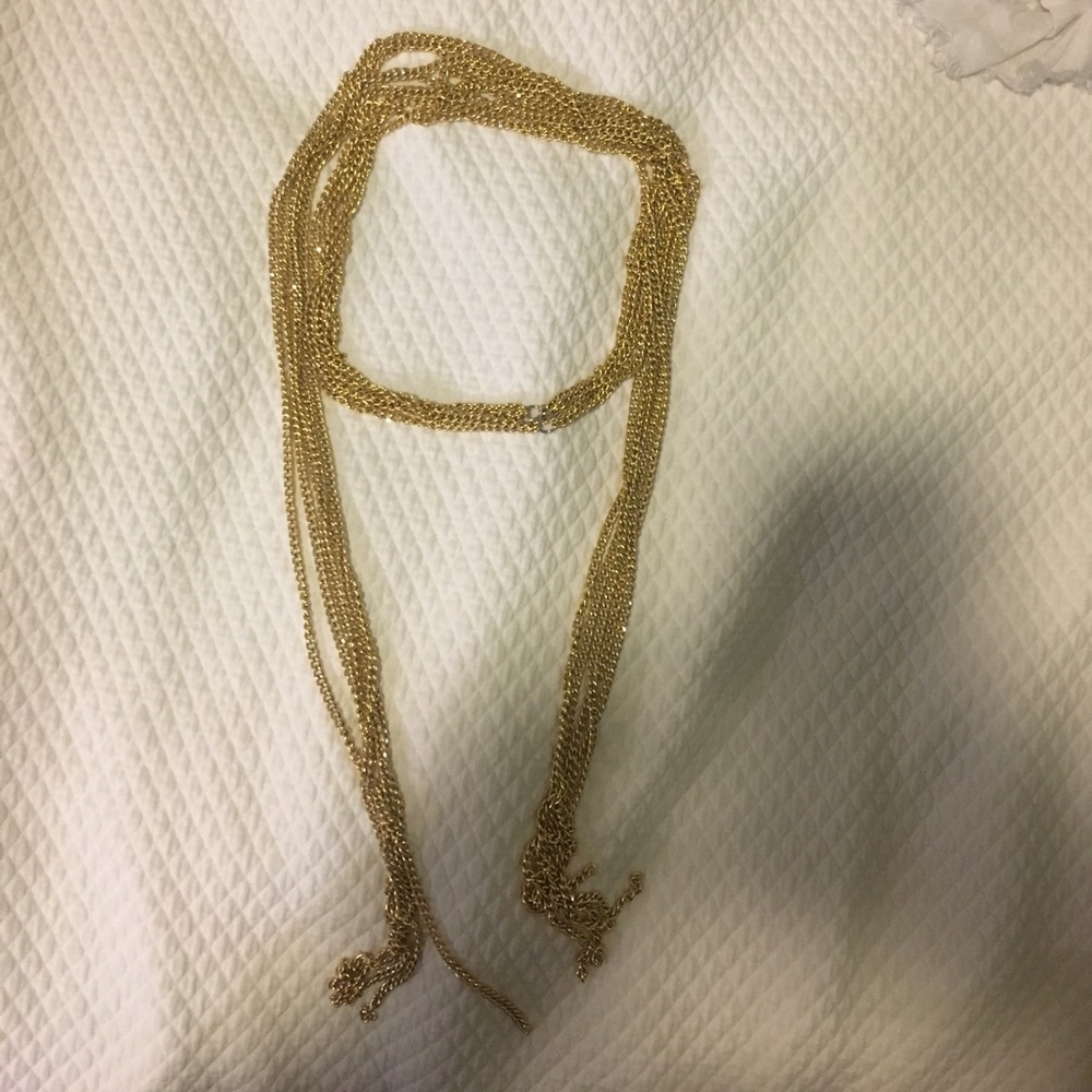 Long gold fringe necklace