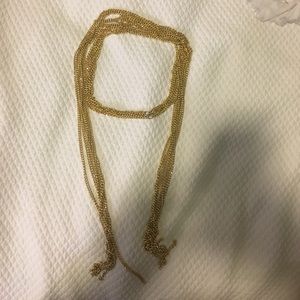 Long gold fringe necklace