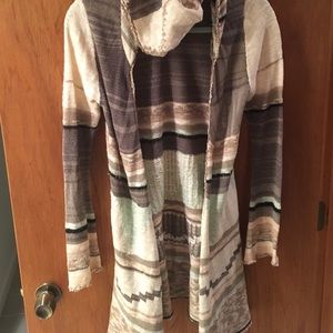 Hooded patterned cardigan