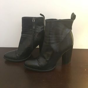 Black Leather Zara Booties-- Worn only once!