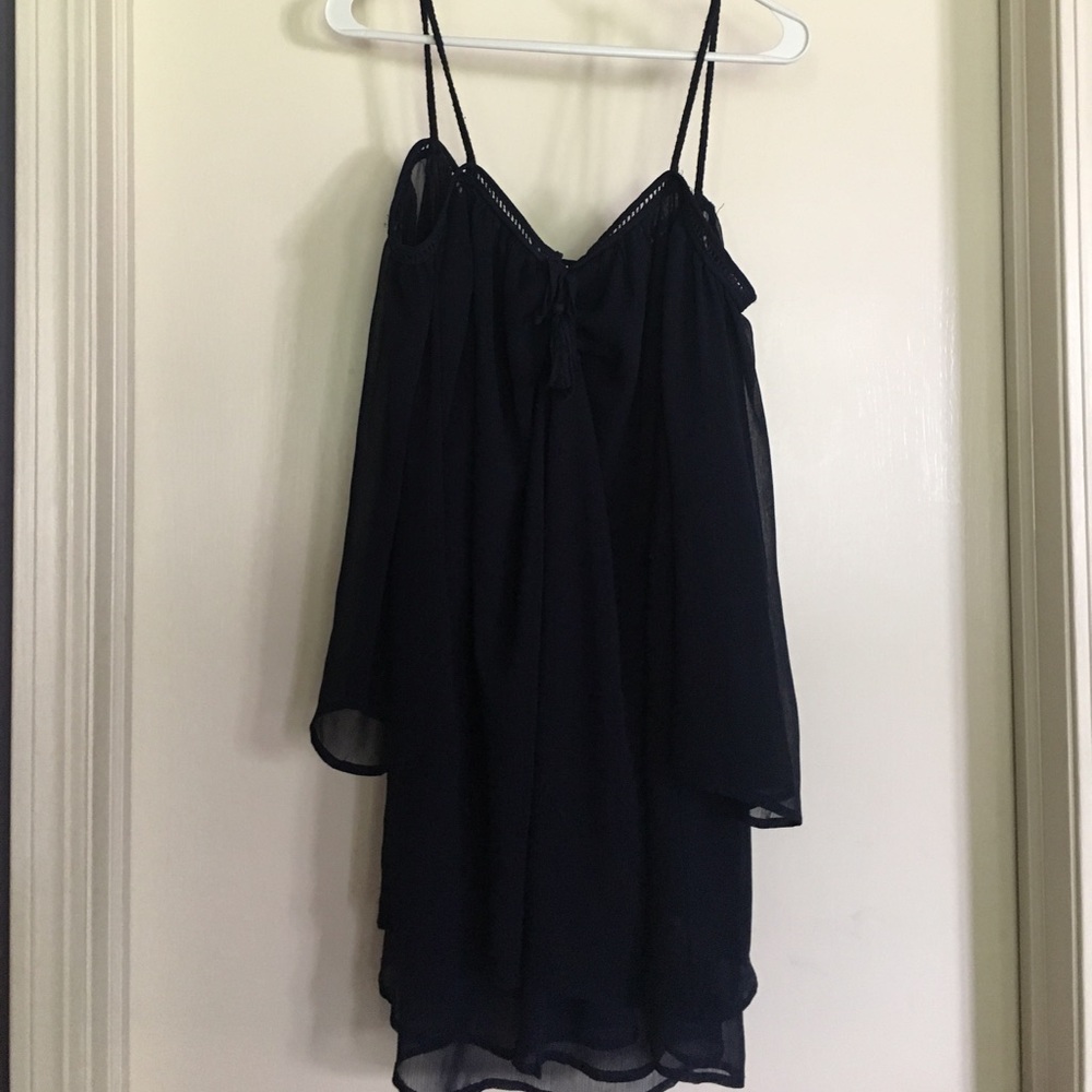 Navy Open Shoulder Dress