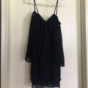 Navy Open Shoulder Dress