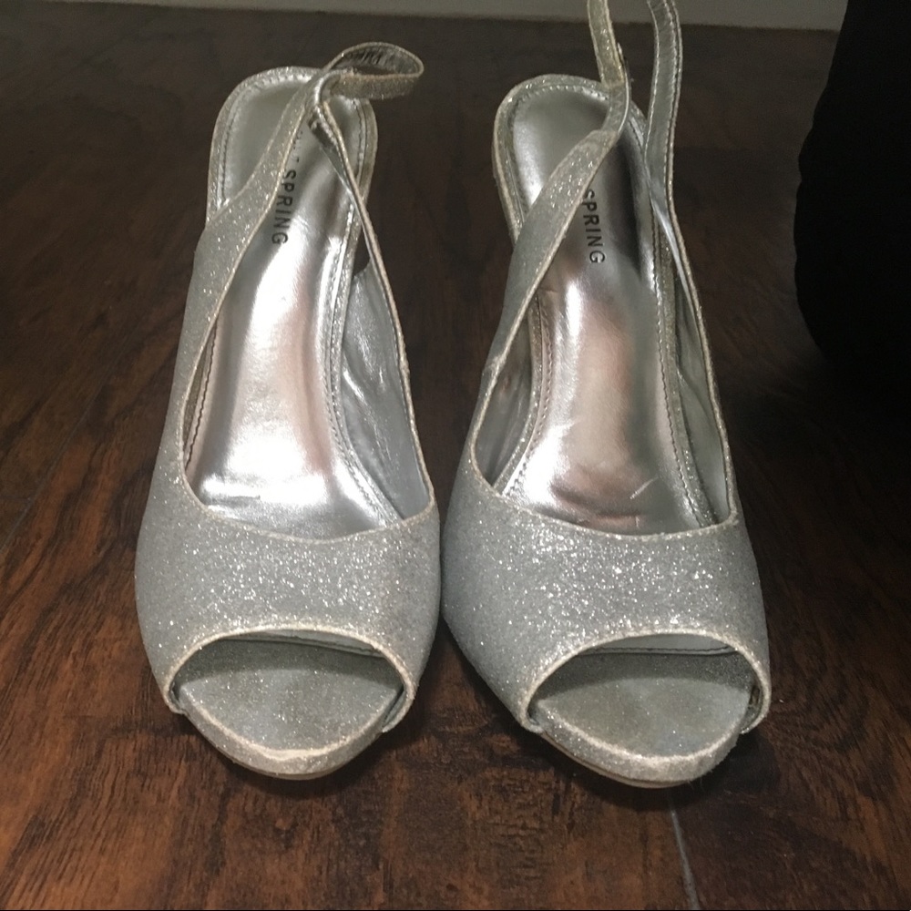 Sparkly sliver heels