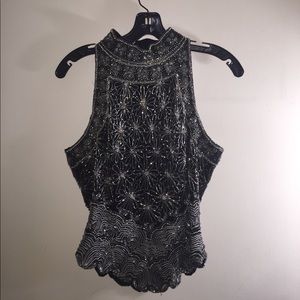 Vintage Adrianna Papell Sparkle Beaded Top Sz L