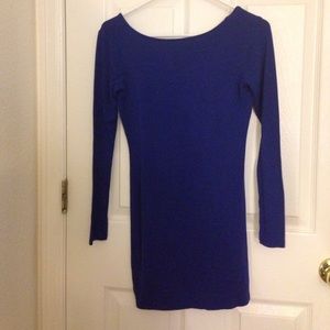 Long Sleeve Dark Blue Body Con Dress