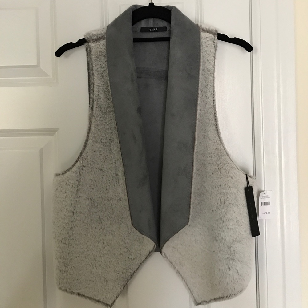 “Tart” Faux fur and suede gray vest