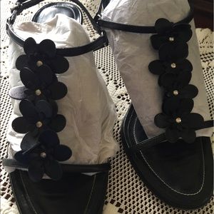 Coach black leather sandals