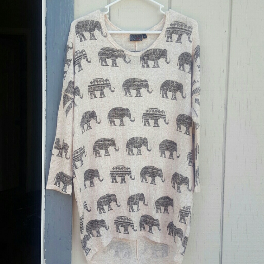 Elephant print super lightweight long sweater