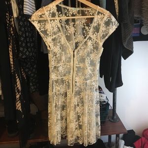 Sheer embroidered dress with zipper