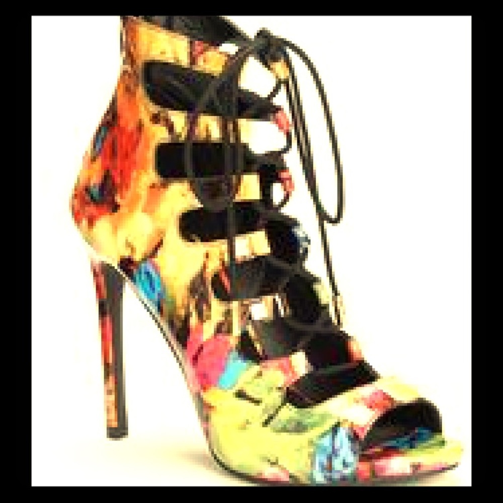 Candies lace up multi colored heels