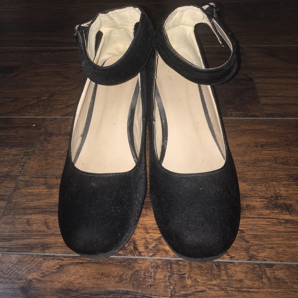 Black suede wedges
