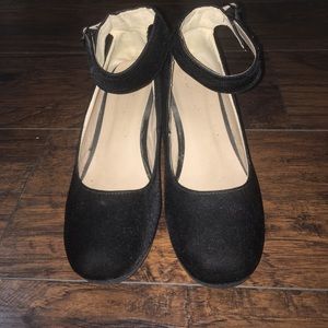 Black suede wedges