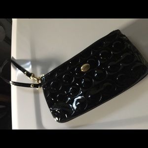 Coach Peyton Op Art Embossed Patent Wristlet