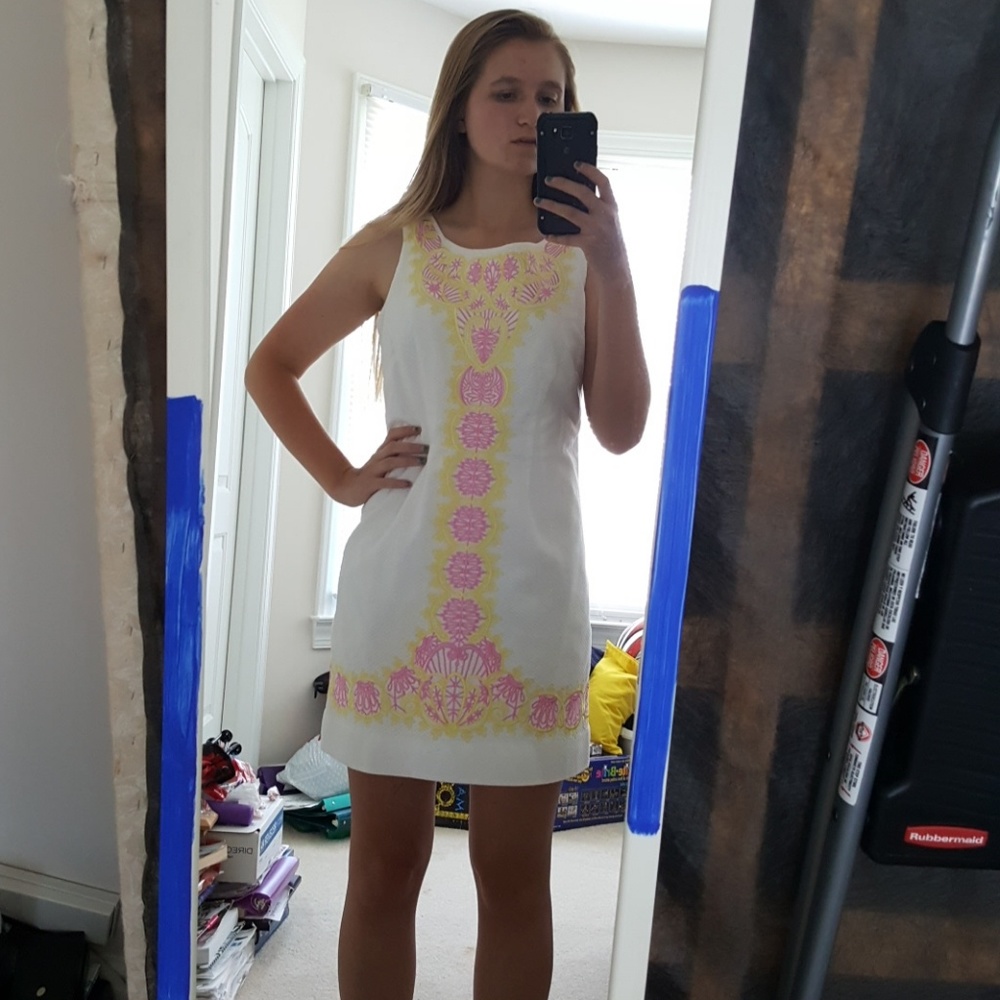 White, pink and yellow Lilly Pulitzer dress!