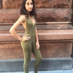 Olive halter catsuit