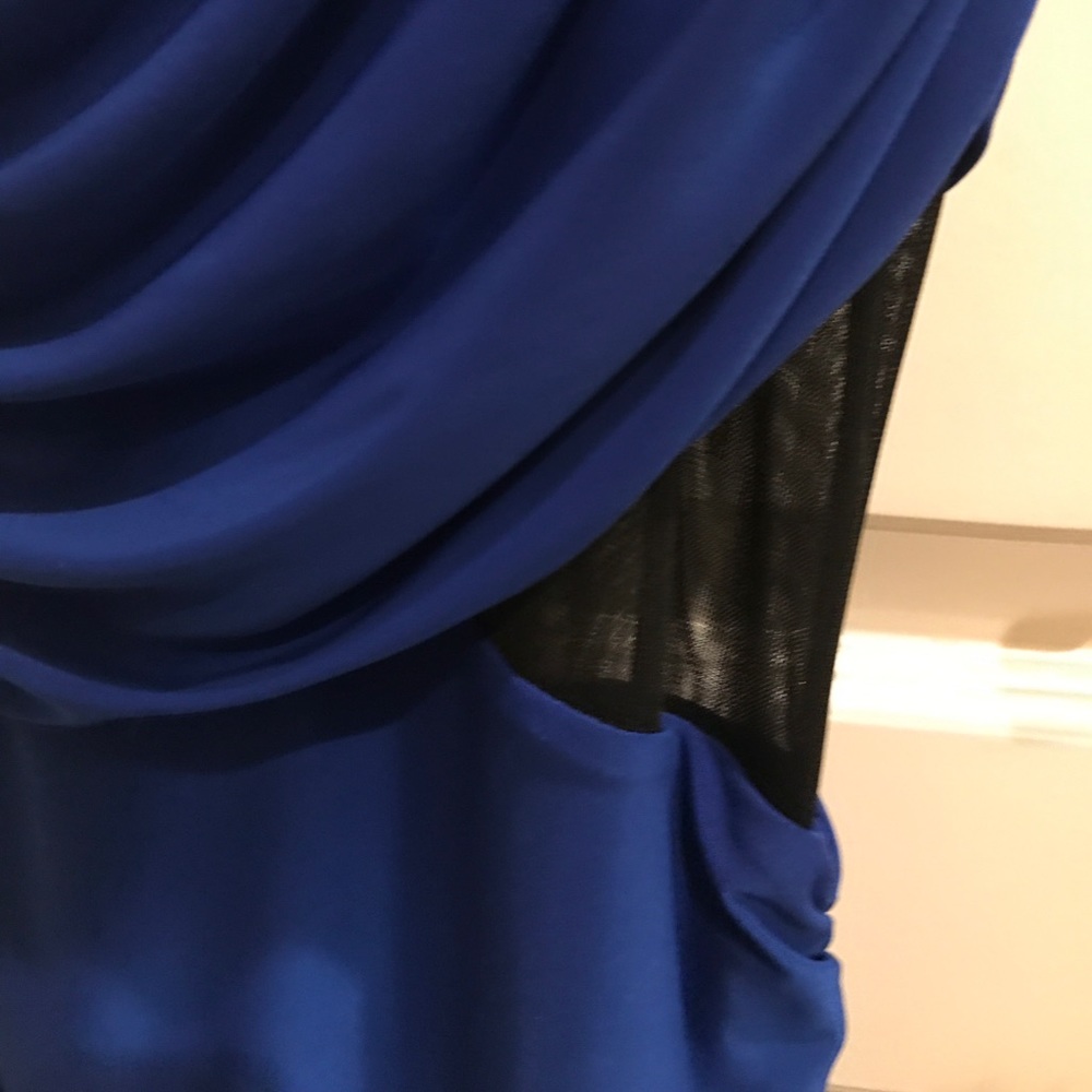 Blue Mini Dress with Mesh Cutouts - Picture 5 of 5