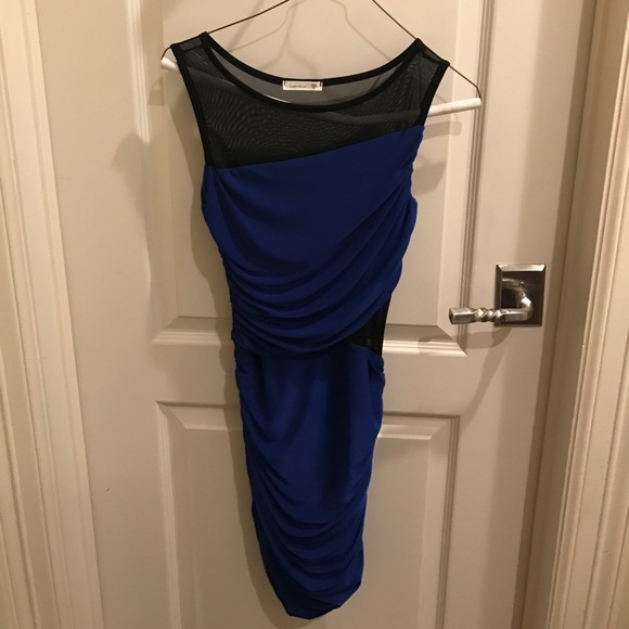Blue Mini Dress with Mesh Cutouts - Picture 3 of 5