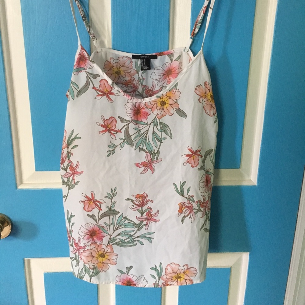 White floral chiffon tank
