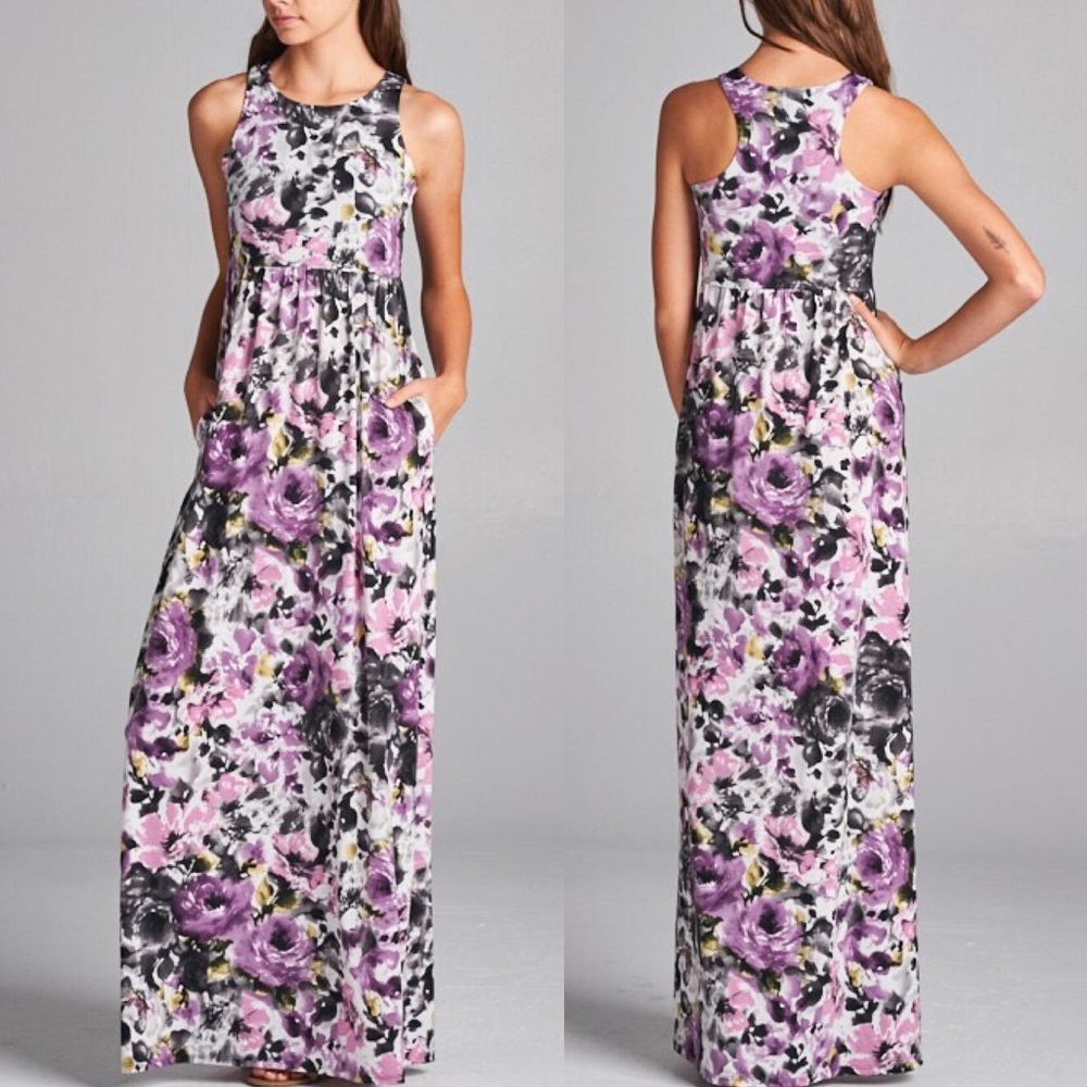 Purple floral maxi dress - Picture 1 of 4