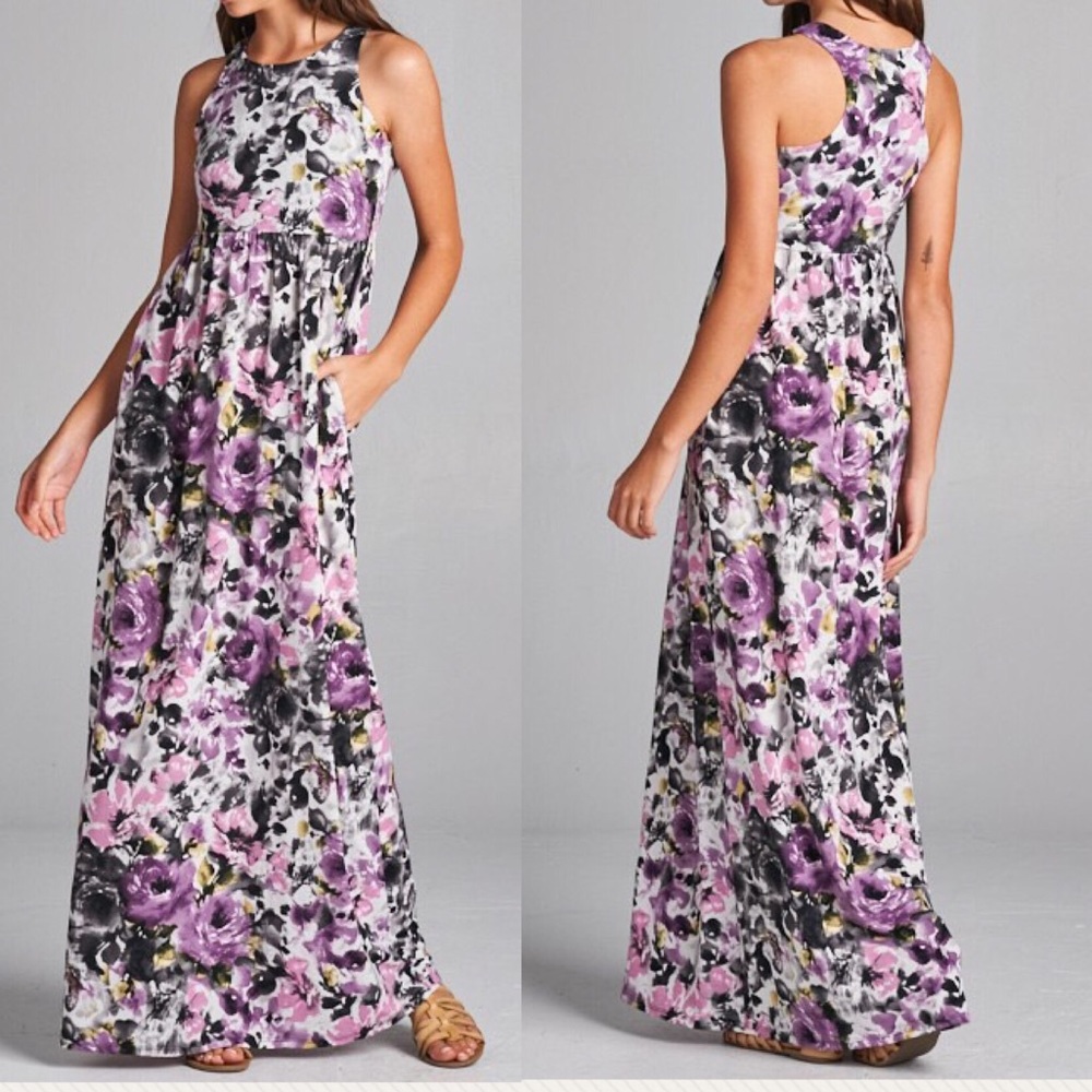 Purple floral maxi dress - Picture 3 of 4