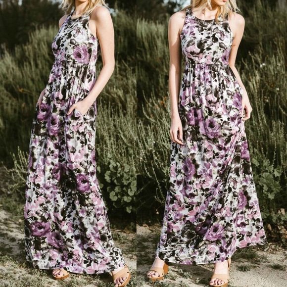 Purple floral maxi dress - Picture 2 of 4
