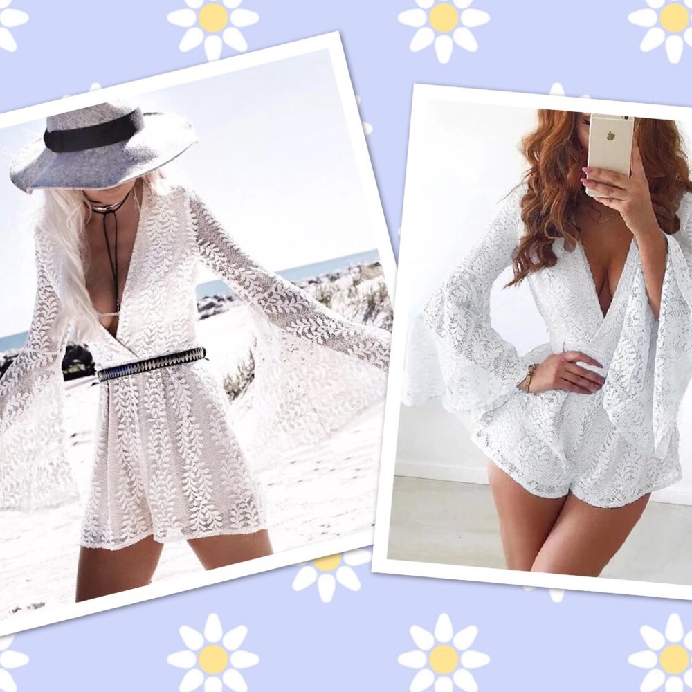 Boho V neck sexy lace Rompers jumpsuits
